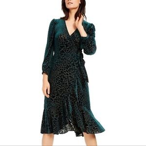 🆕💐CALVIN KLEIN Velvet Burnout Animal Print Cocktail Party Dress Faux Wrap 12